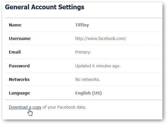 Descargue una copia de los datos de Facebook