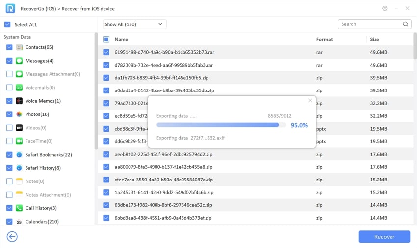 Guía de receptgo iOS - recuperación exitosa de datos de iPhone