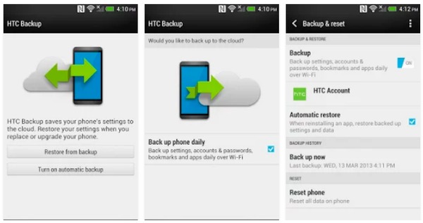Realice una copia de seguridad de HTC a través de HTC Backup
