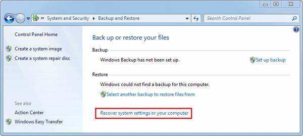 Recuperar la configuración del sistema en su computadora