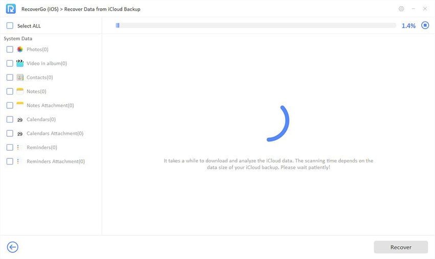 Guía de Recupergo iOS: escanear datos desde la copia de seguridad de iCloud