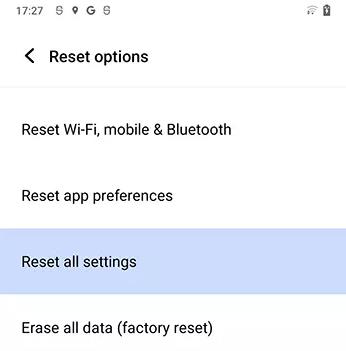 Vivo restablece todas las configuraciones