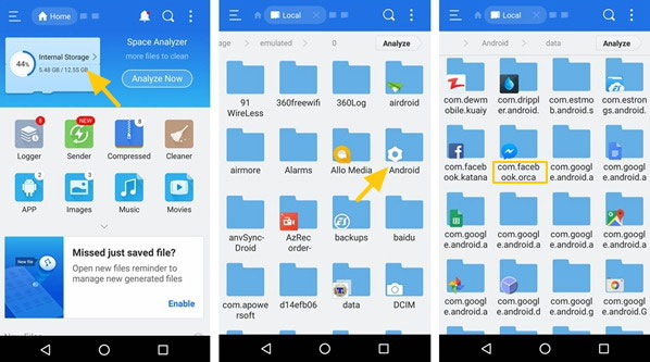 recuperar mensajes de Facebook eliminados en Android de la memoria del teléfono Android