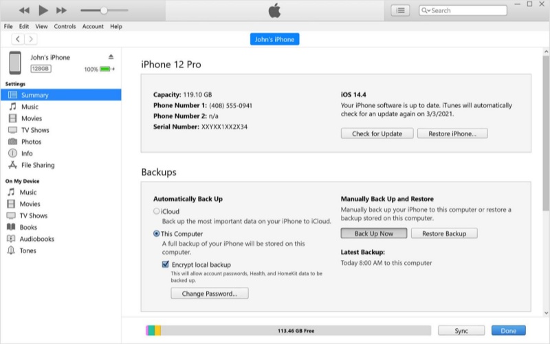 Restaurar los datos perdidos a través de iTunes