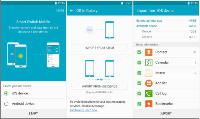 Transfiera datos a Samsung desde iPhone con Smart Switch usando Wifi