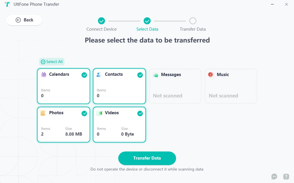 Transferir datos de Android a iPhone Step7 exitoso