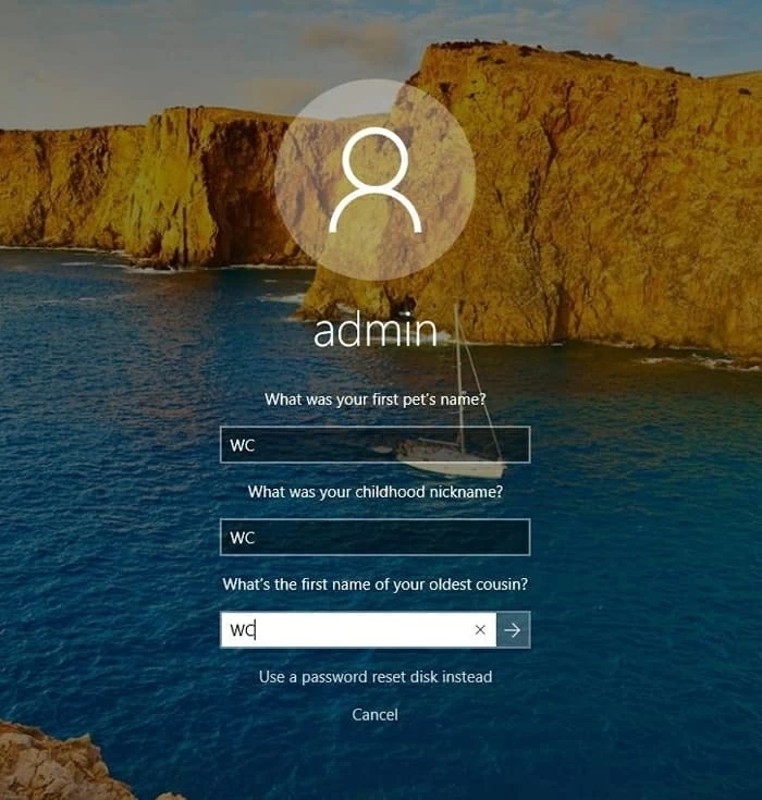 Olvidé la contraseña de inicio de sesión de Windows 10