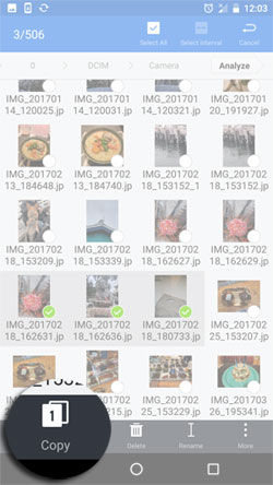 Transferir fotos de la galería de fotos a la unidad flash a través de OTG