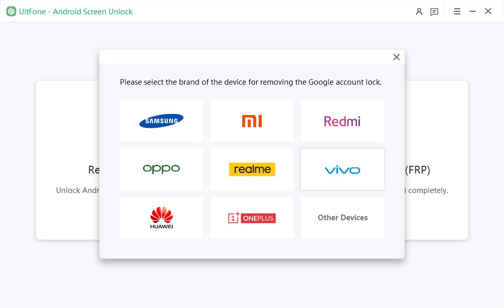 Seleccione la marca para eliminar el bloqueo de Google FRP