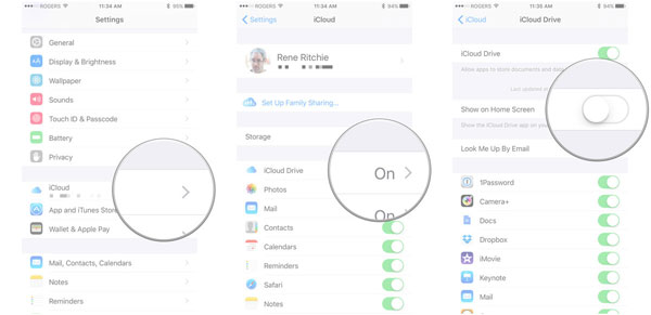 Cómo mostrar iCloud Drive en la pantalla de inicio