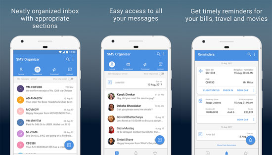 Administrador de mensajes de texto de Android como el organizador de SMS
