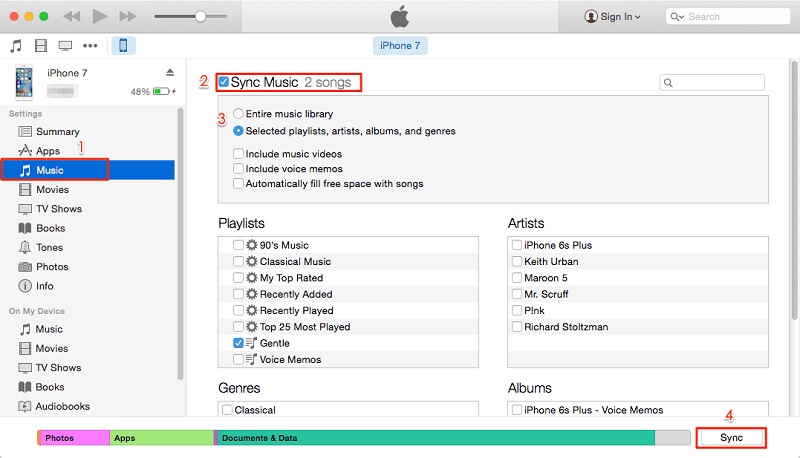 Sincronizar música de Mac a iPhone usando iTunes