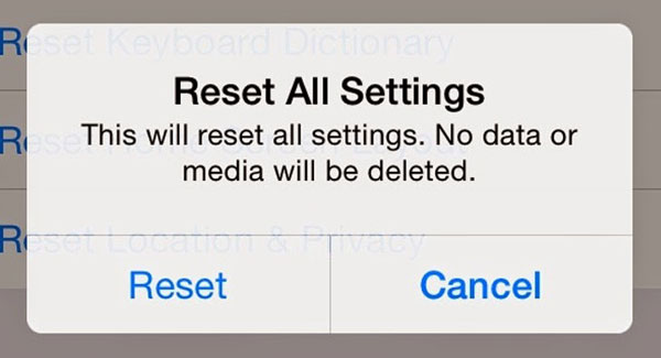 Restablecer la configuración del iPhone para arreglar iPhone llamando por sí mismo