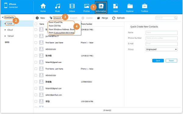 Mover contactos de PC a iPhone