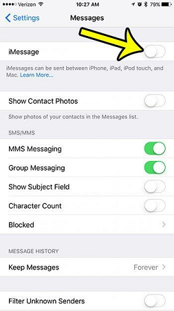Apague iMessage.