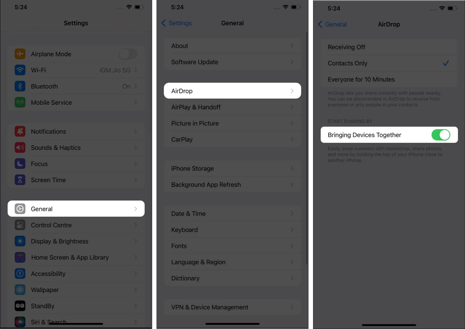 Apple iOS 17 Namedrop