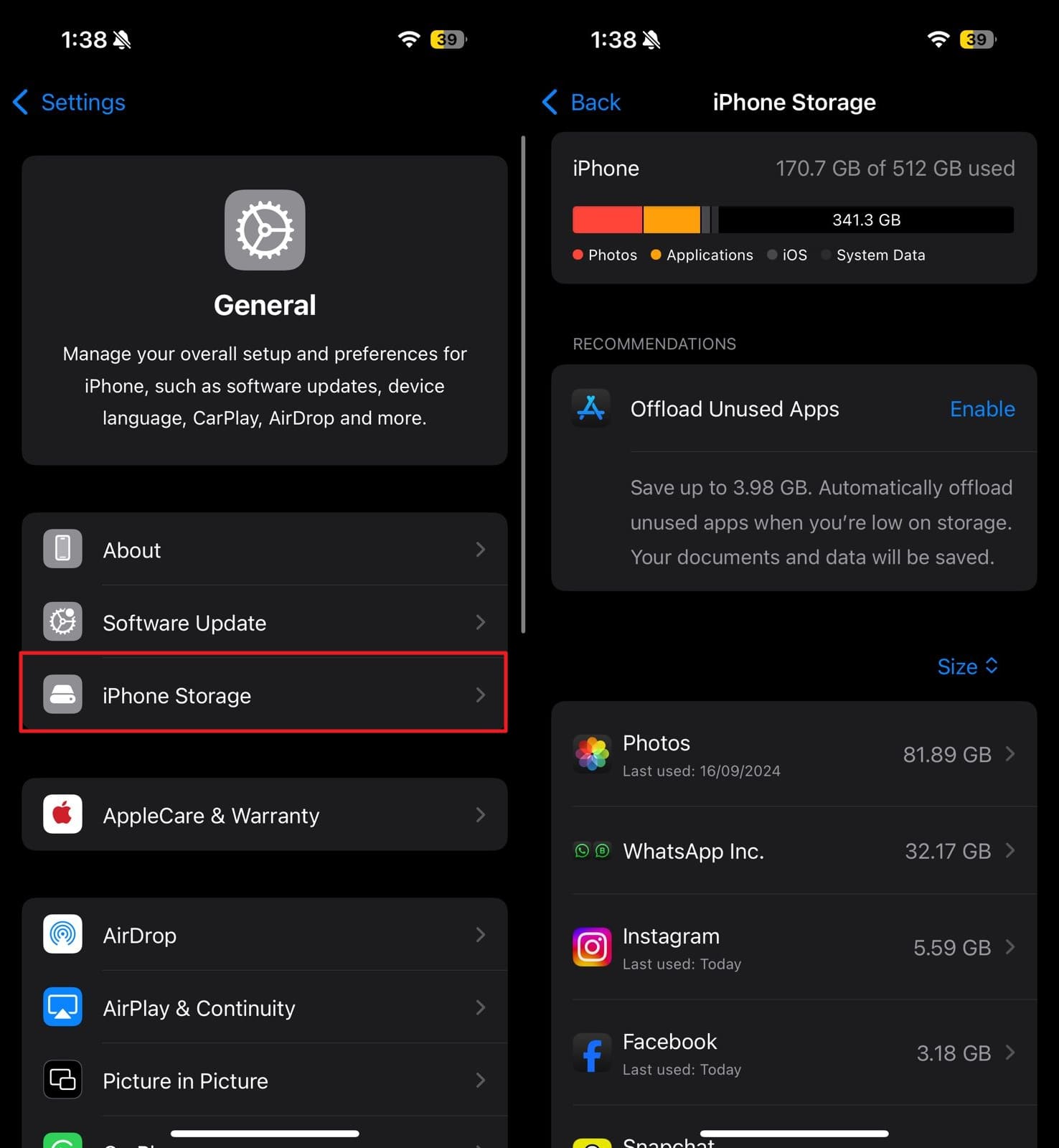 Borrar el almacenamiento de iPhone