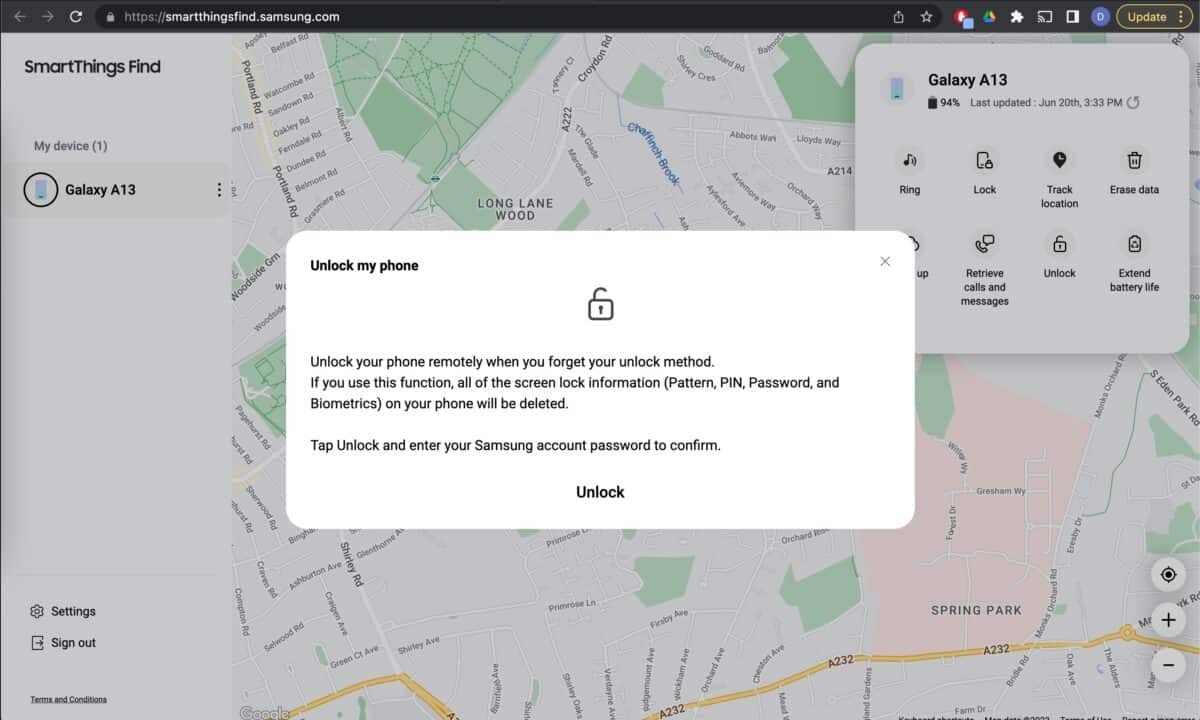 Desbloquear Samsung S24 con Find My