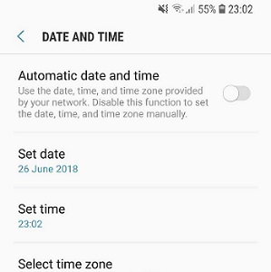 Configuración de hora de fecha Android