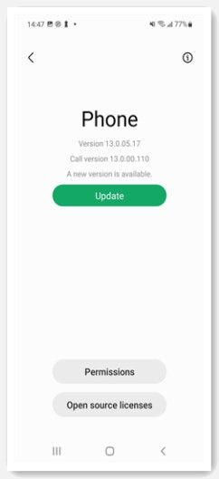 Actualizar la aplicación del teléfono Samsung
