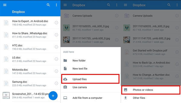 Enviar archivos de Android a iPhone después de configurar con Dropbox