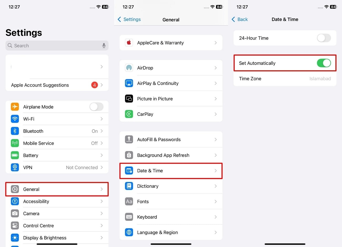 Establezca automáticamente la fecha y hora del iPhone