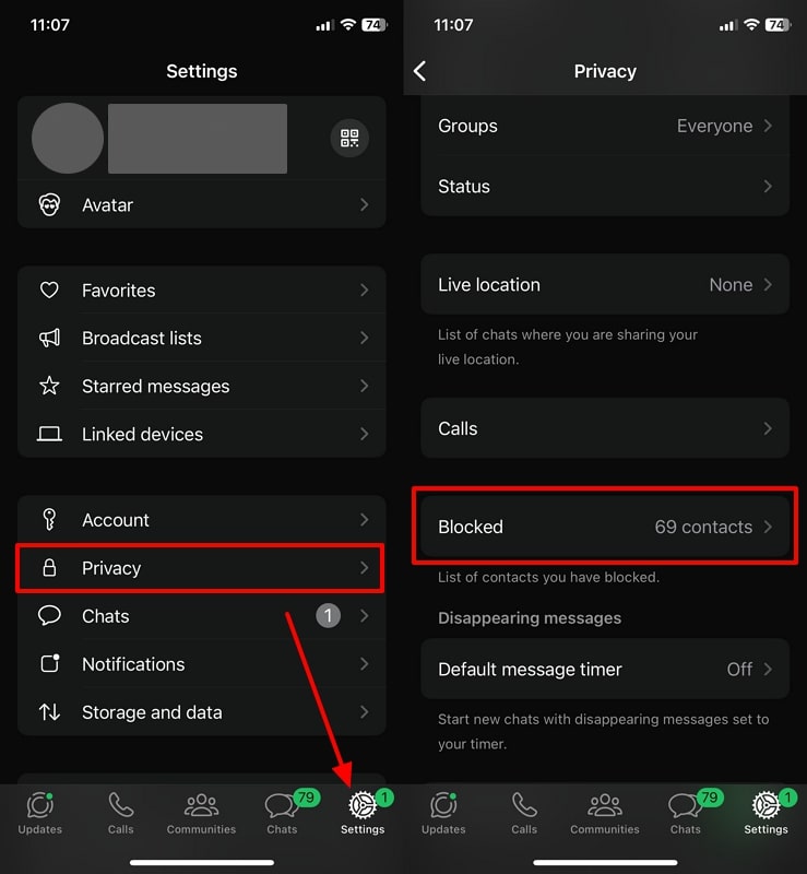 Verifique los contactos bloqueados en el iPhone