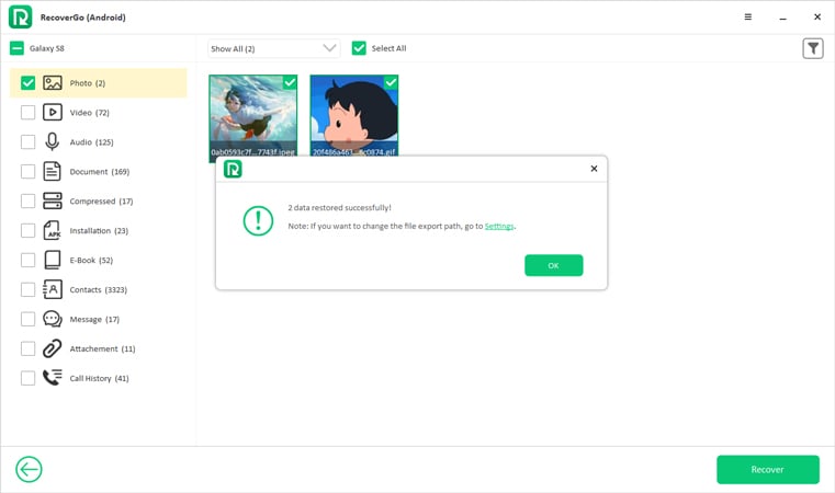 Drocoverto Android Recuperar con éxito